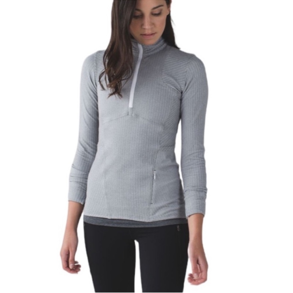 Lululemon Kanto Catch me 1/2 zip longsleeve yoga herringbone pullover top size 8